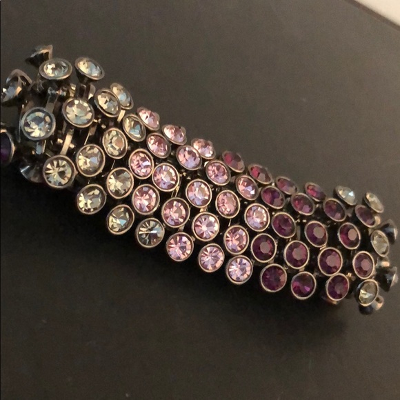 GUNMETAL & BEZEL CRYSTAL ELASTIC BRACELET - Picture 4 of 9